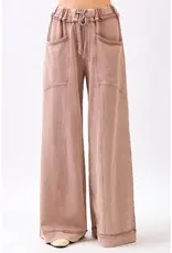 Mineral Wash Curved Seam Wide Leg Pants
