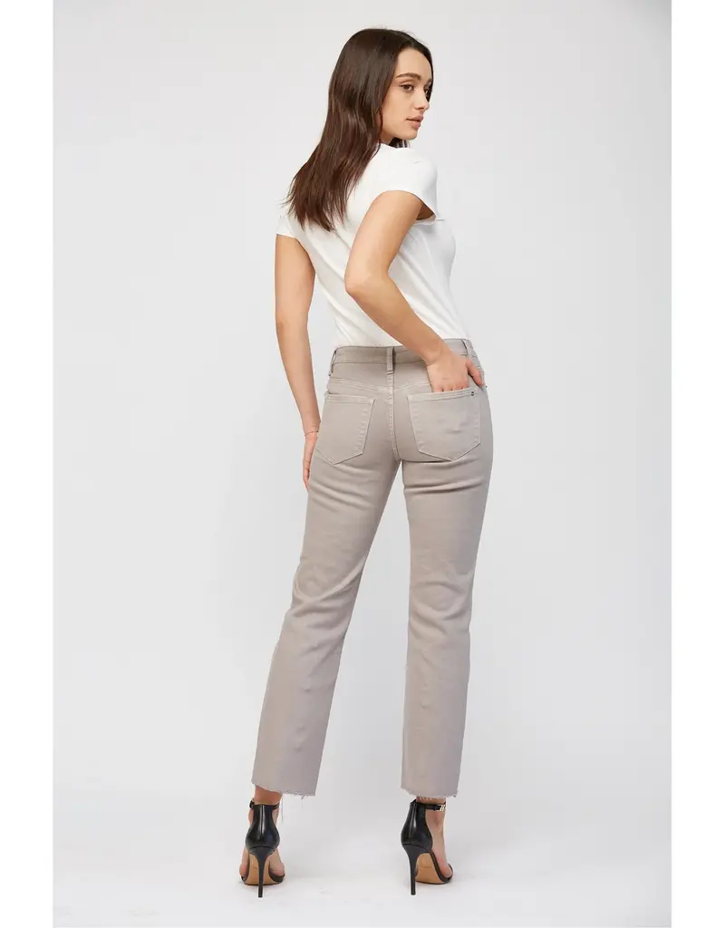 Mid Rise Straight Leg Pant with Bottom Side Slit