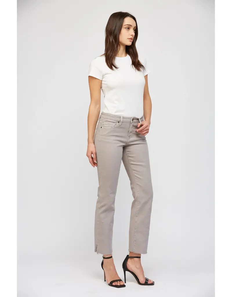 Mid Rise Straight Leg Pant with Bottom Side Slit