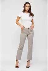 Mid Rise Straight Leg Pant with Bottom Side Slit