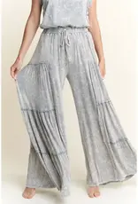 Mineral Washed Tiered Wide Leg Pant