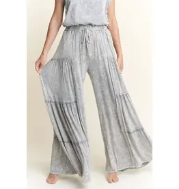 Mineral Washed Tiered Wide Leg Pant