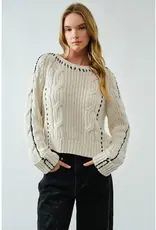 Stitched Detail Cable Sweater