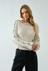 Stitched Detail Cable Sweater