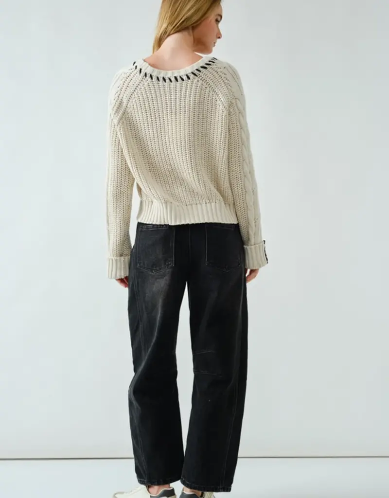 Stitched Detail Cable Sweater