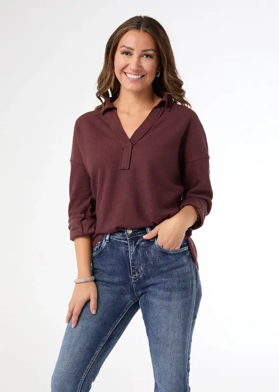 Michela Long Sleeve V-Neck Top