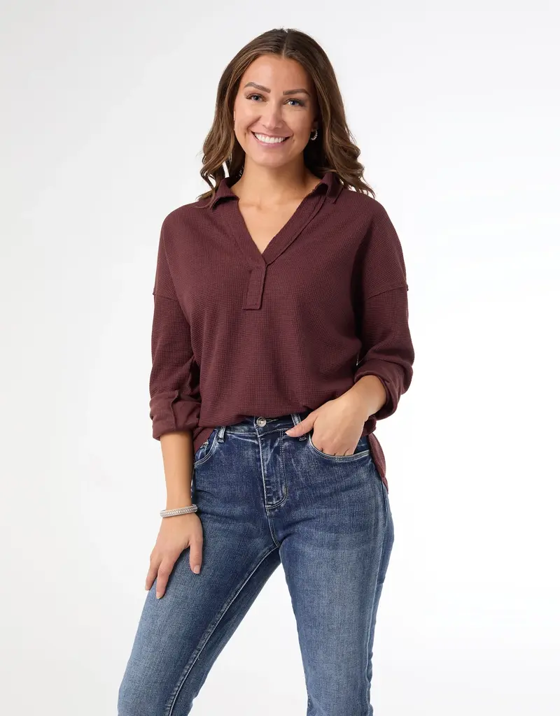 Michela Long Sleeve V-Neck Top