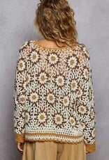 Handmade Flower Pattern Sweater Top