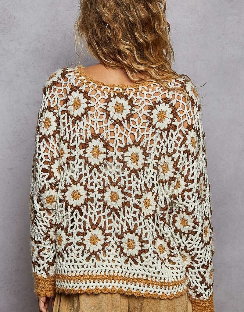 Handmade Flower Pattern Sweater Top