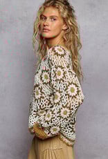 Handmade Flower Pattern Sweater Top
