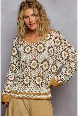 Handmade Flower Pattern Sweater Top