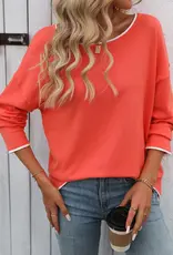 Soft Knit Sweater With Contrast Trim