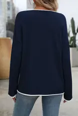 Soft Knit Sweater With Contrast Trim