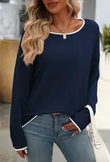 Soft Knit Sweater With Contrast Trim