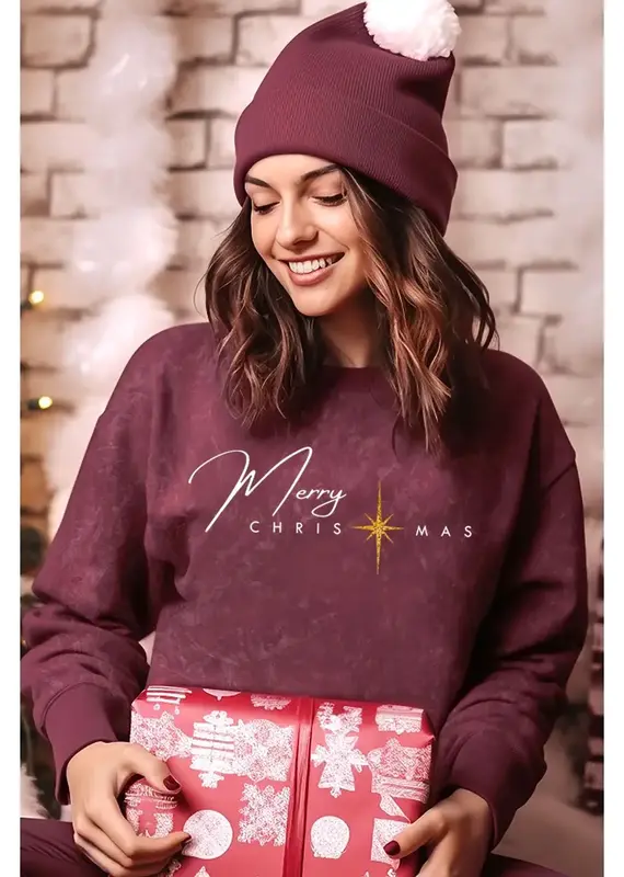 Merry Christmas Mineral Graphic Sweatwhirt