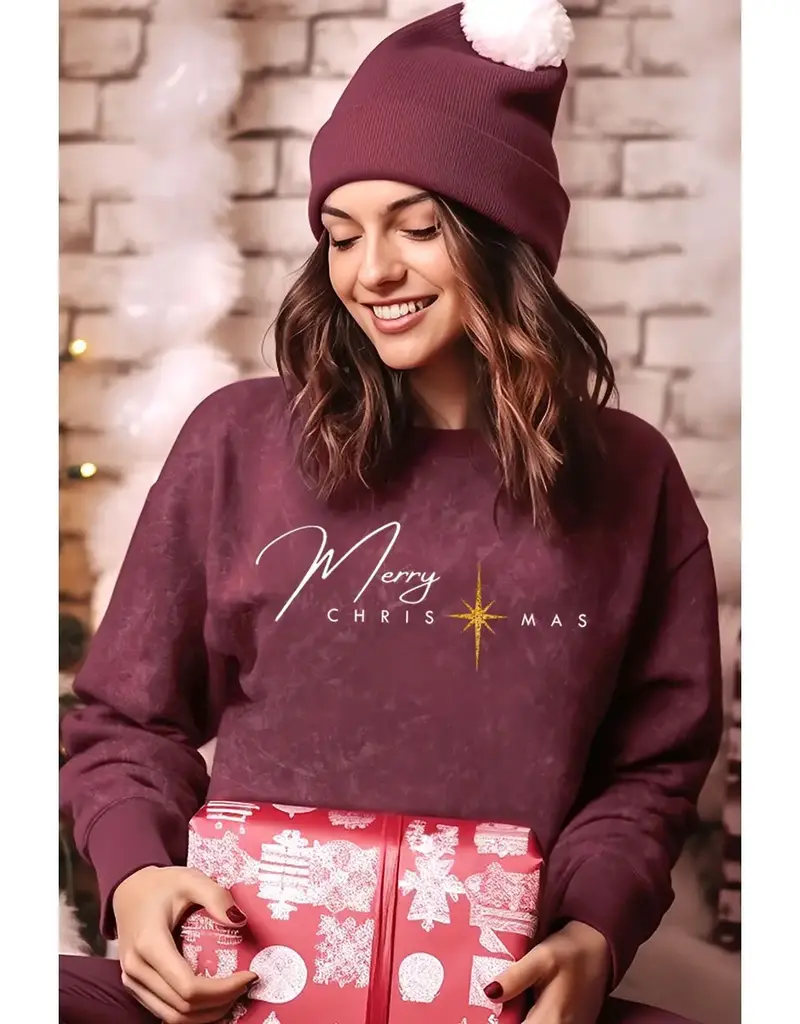 Merry Christmas Mineral Graphic Sweatwhirt