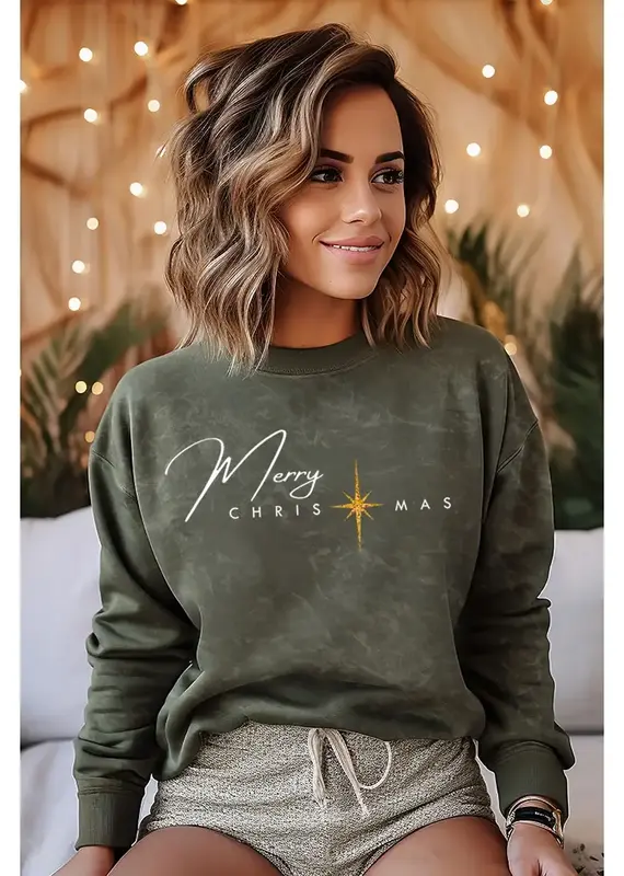 Merry Christmas Mineral Graphic Sweatwhirt