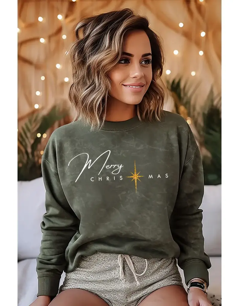 Merry Christmas Mineral Graphic Sweatwhirt