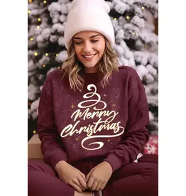 Merry Christmas Glitter Mineral Graphic Sweatshirt