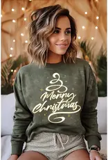 Merry Christmas Glitter Mineral Graphic Sweatwhirt