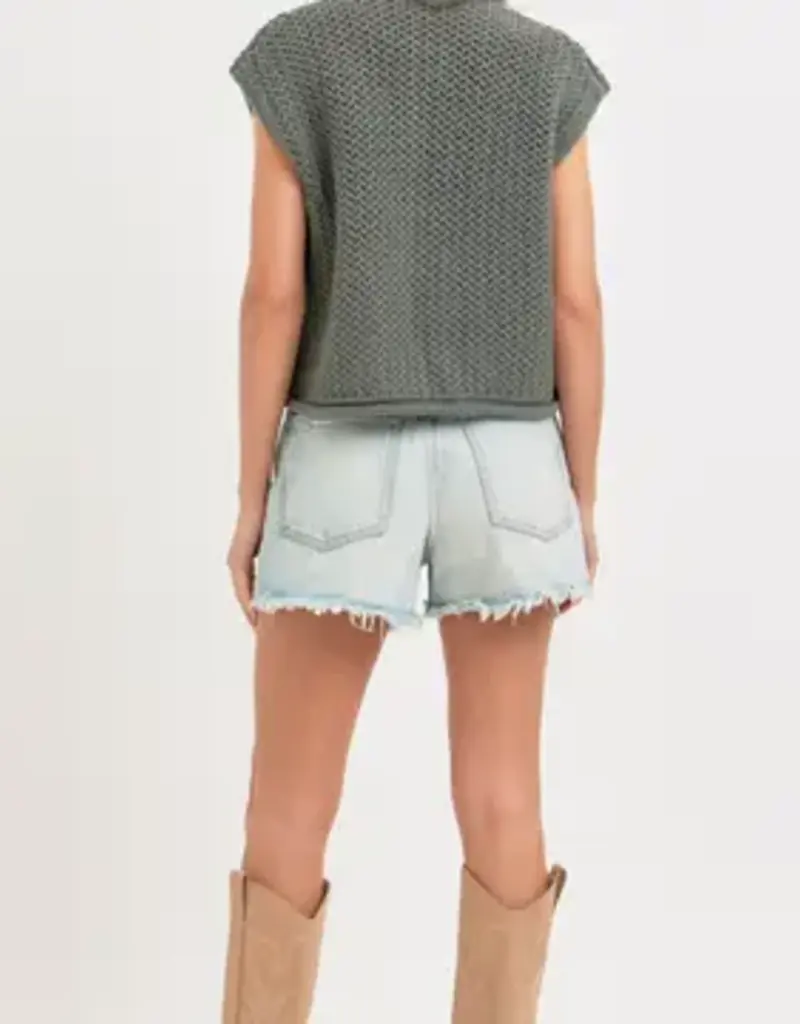 Valerie Knit Vest With Front Patch Pockets & Gold Buttons