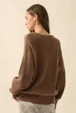 Exposed-Seam Loose-Fit Sweater