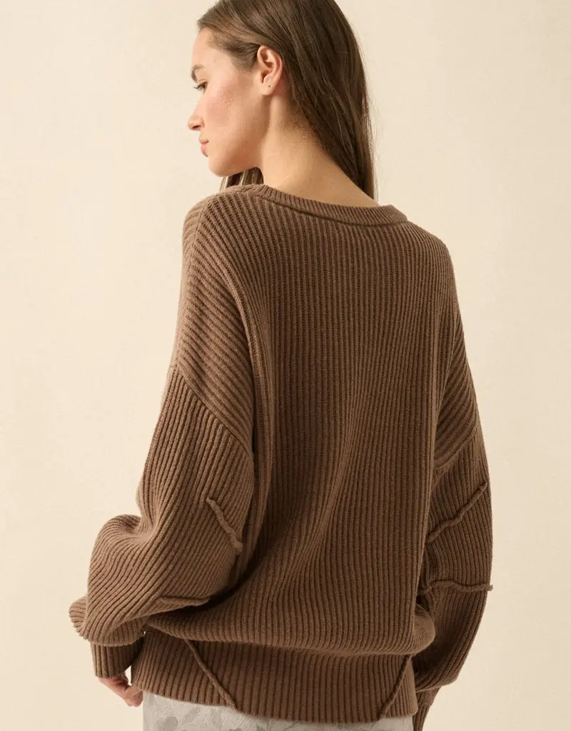 Exposed-Seam Loose-Fit Sweater