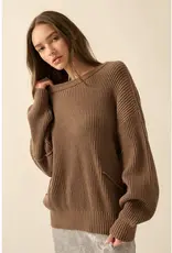 Exposed-Seam Loose-Fit Sweater