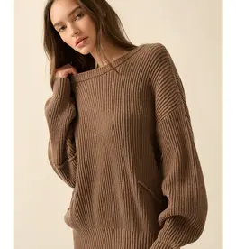 Exposed-Seam Loose-Fit Sweater