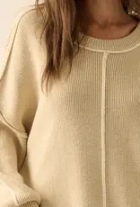 Ribbed Knit Exposed-Seam Oversize Sweater