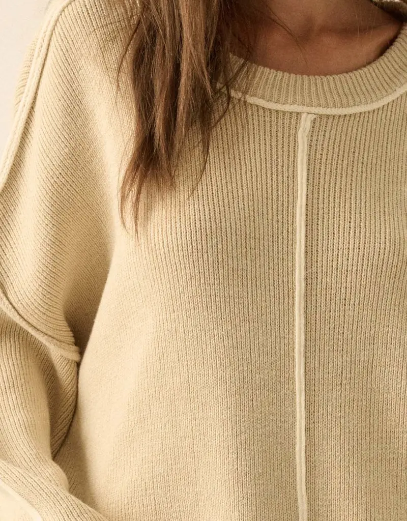 Ribbed Knit Exposed-Seam Oversize Sweater