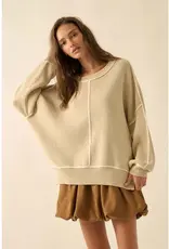 Ribbed Knit Exposed-Seam Oversize Sweater