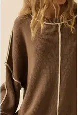 Exposed-Seam Loose-Fit Sweater