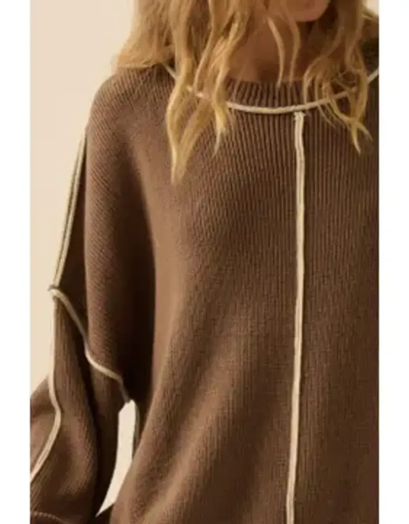 Exposed-Seam Loose-Fit Sweater