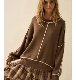Exposed-Seam Loose-Fit Sweater
