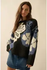 Franky Fuzzy Floral Exposed-Seam Sweater