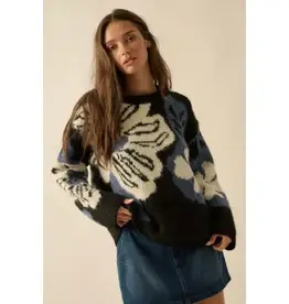 Franky Fuzzy Floral Exposed-Seam Sweater