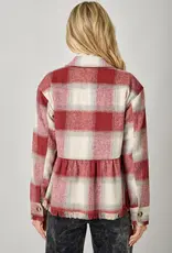 Peplum Fringe Plaid Jacket