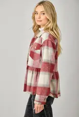 Peplum Fringe Plaid Jacket