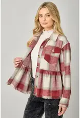 Peplum Fringe Plaid Jacket