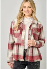 Peplum Fringe Plaid Jacket