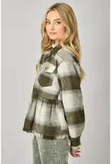 Peplum Fringe Plaid Jacket