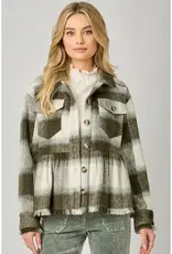 Peplum Fringe Plaid Jacket