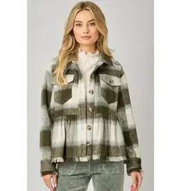 Peplum Fringe Plaid Jacket