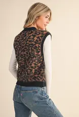 Leopard Knit Sweater Vest