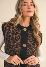 Leopard Knit Sweater Vest