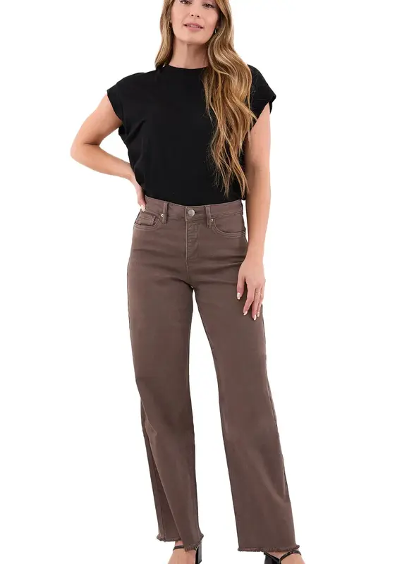 Curvy Chloe High Rise Frayed Wide Leg Pants