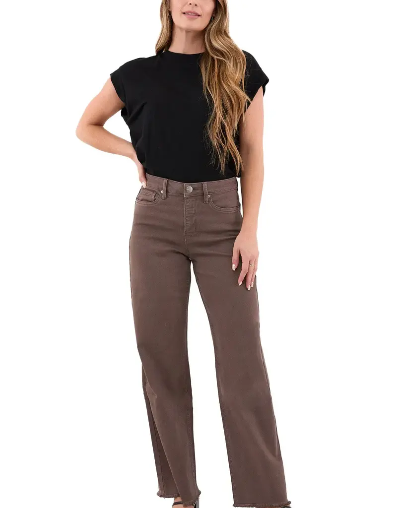 Curvy Chloe High Rise Frayed Wide Leg Pants