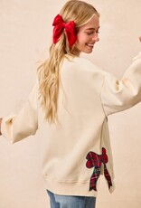 Merry Plaid Applique Sweatshirt With Bow Side Detail