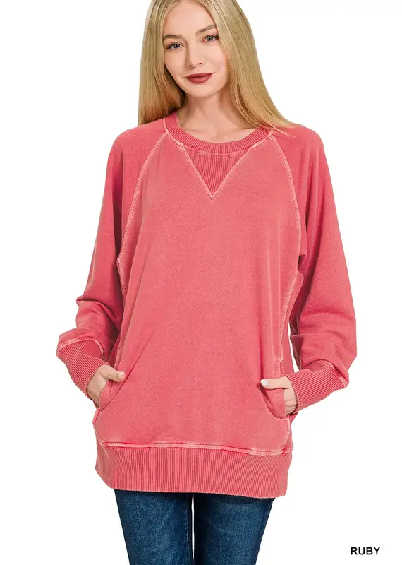 Pigment Dyed French Terry Pullover with Pockets